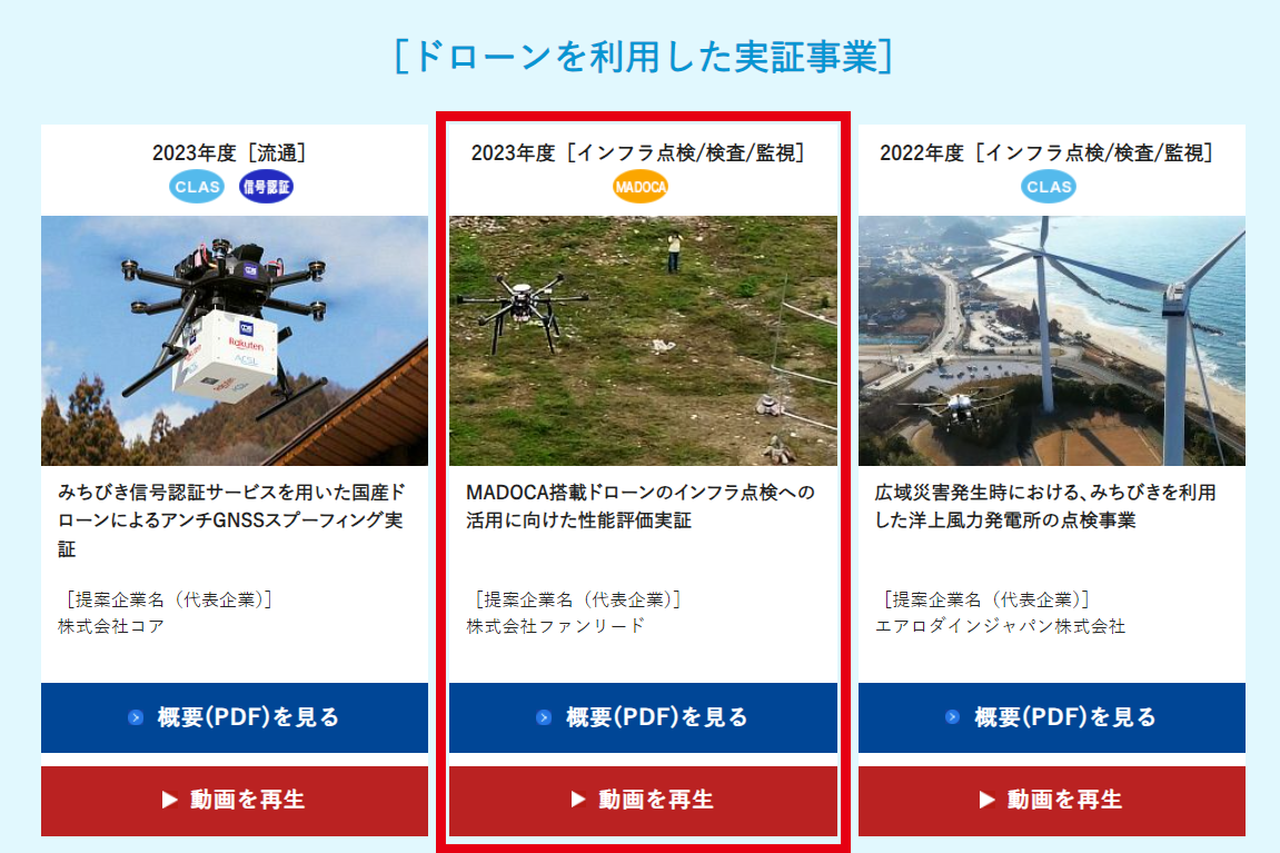 ドローンを利用した実証事業
